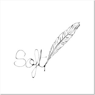 Soft feather writing black Posters and Art